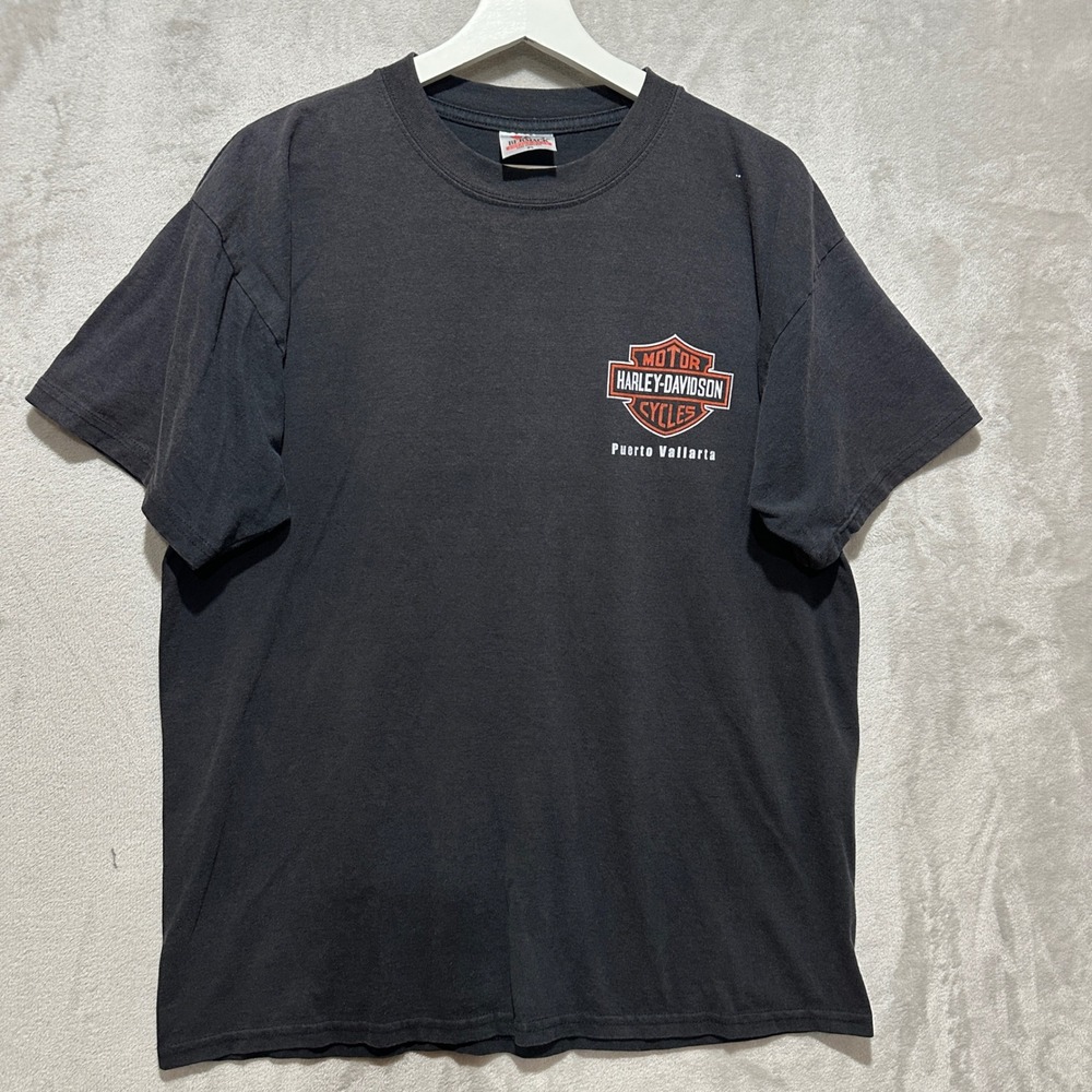 VTG Bermack Harley Davidson Puerto Vallarta Eagle Graphic T-Shirt Black XL